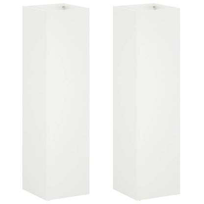Garden Planter 2 pcs White 20 x 20 x 75 cm Cold-rolled Steel