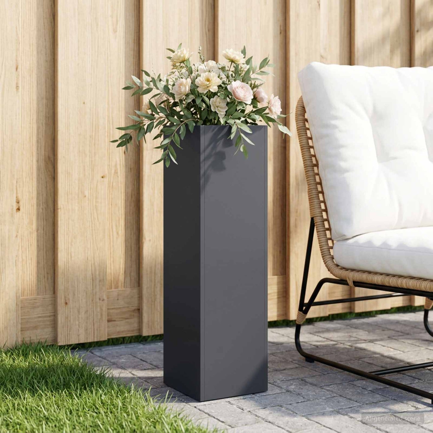Garden Planter Anthracite 20 x 20 x 75 cm Cold-rolled Steel