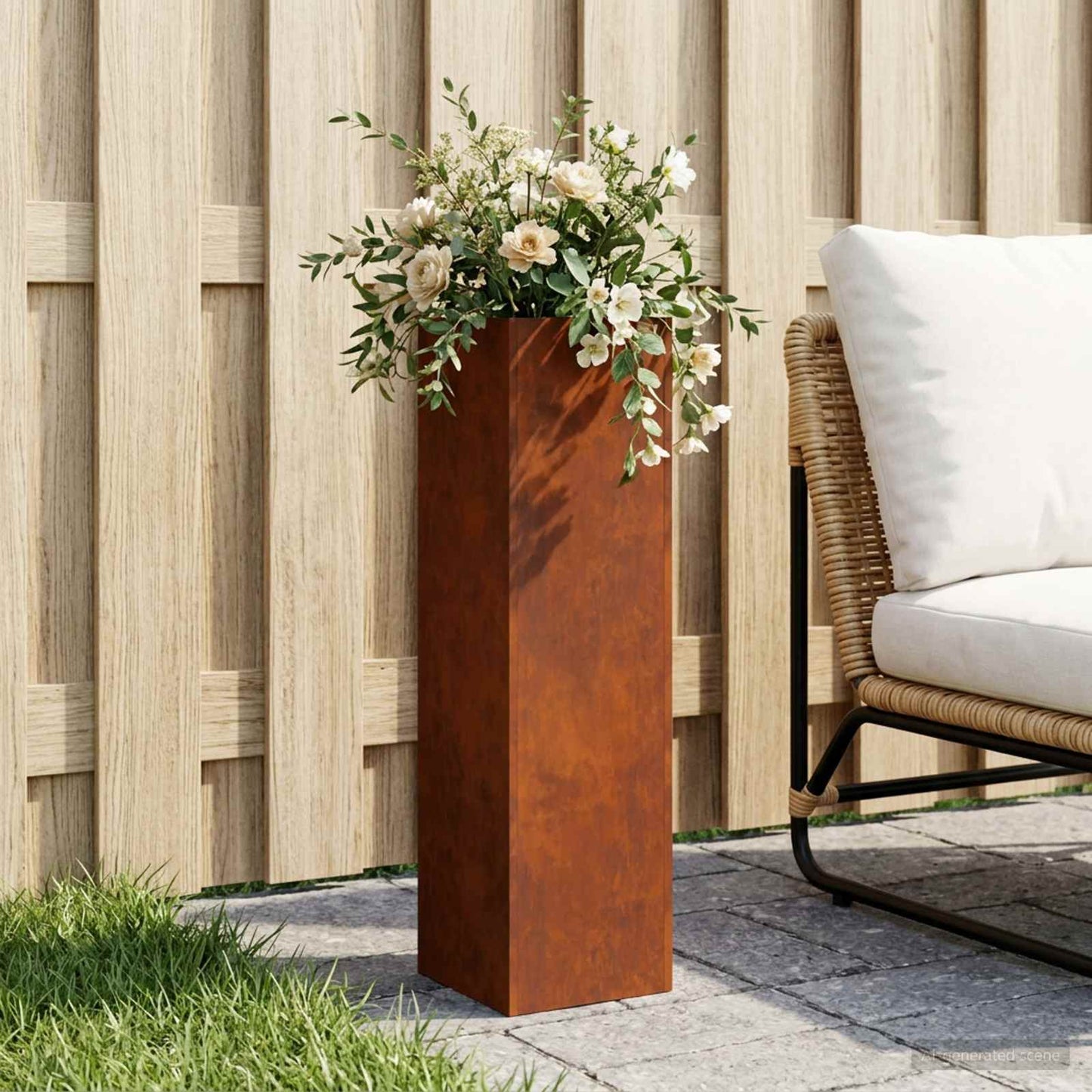 Garden Planter Rusty 20 x 20 x 75 cm Weathering Steel