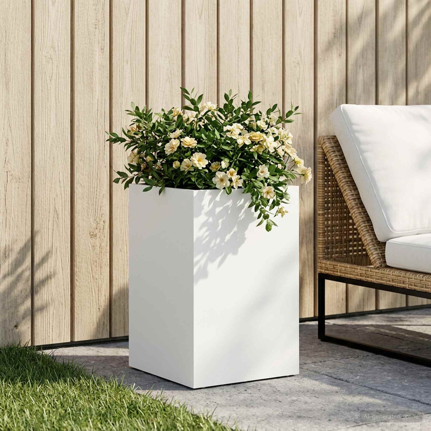 Garden Planter White 30 x 30 x 40 cm Cold-rolled Steel