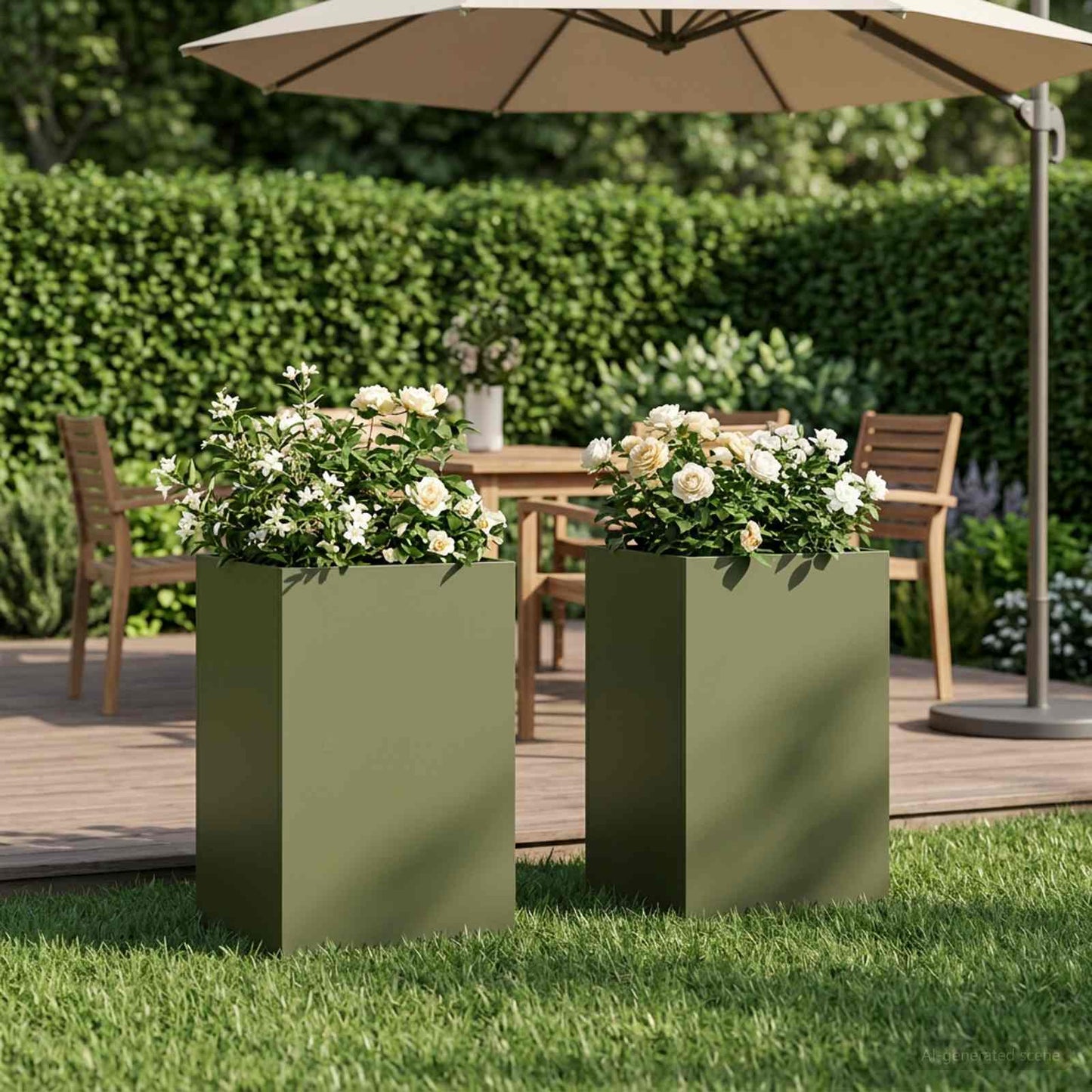 Garden Planter 2 pcs Olive Green 30 x 30 x 40 cm