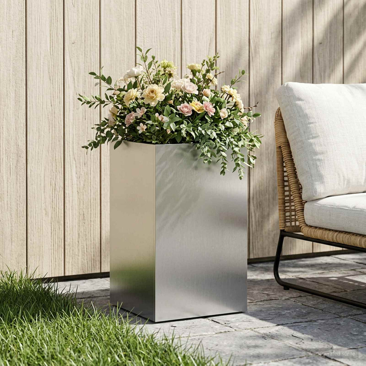 Garden Planter Silver 30 x 30 x 40 cm Stainless Steel