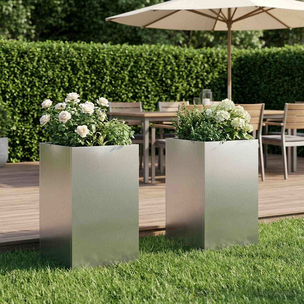 Garden Planter 2 pcs Silver 30 x 30 x 40 cm Stainless Steel