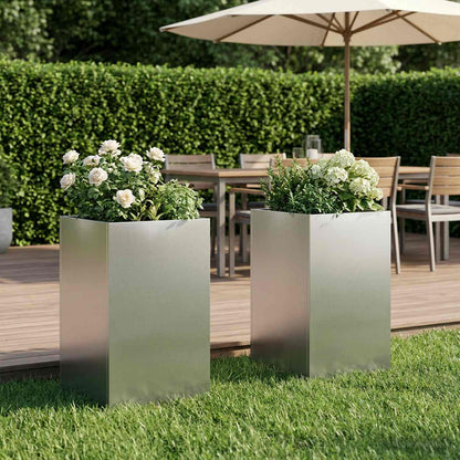 Garden Planter 2 pcs Silver 30 x 30 x 40 cm Stainless Steel