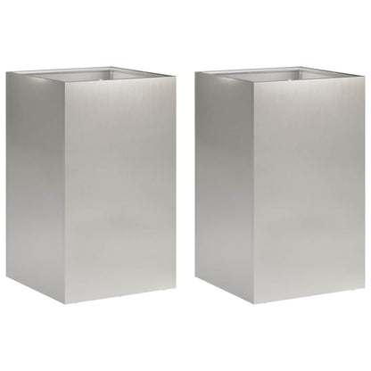 Garden Planter 2 pcs Silver 30 x 30 x 40 cm Stainless Steel