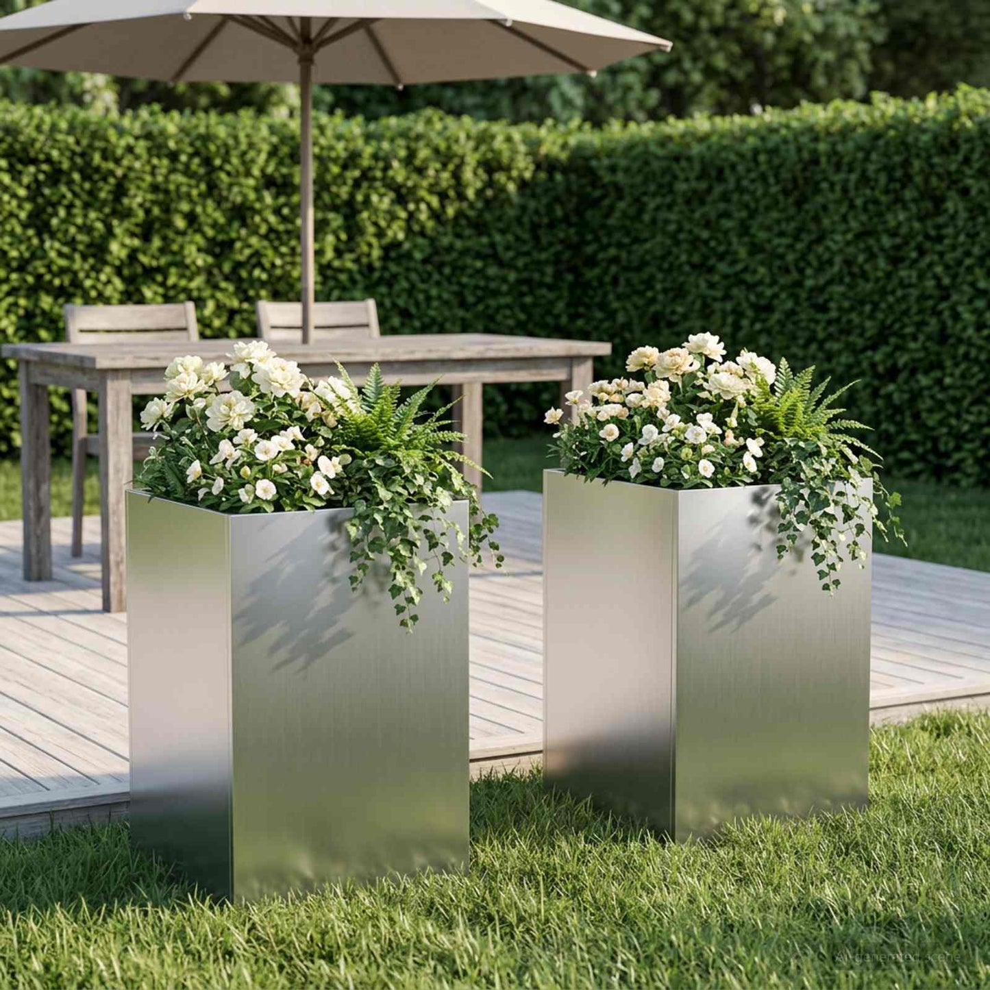 Garden Planter 2 pcs Silver 30 x 30 x 40 cm Galvanised Steel