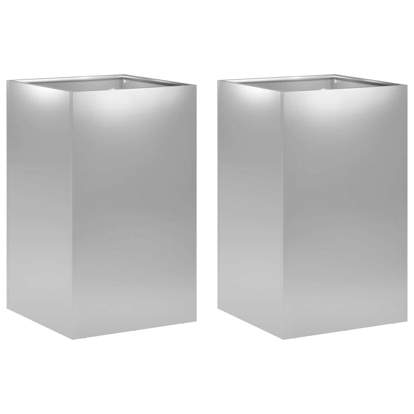 Garden Planter 2 pcs Silver 30 x 30 x 40 cm Galvanised Steel