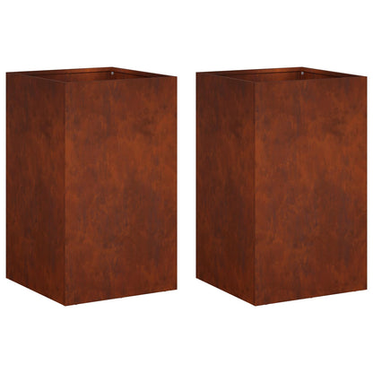 Garden Planter 2 pcs Rusty 30 x 30 x 40 cm Weathering Steel