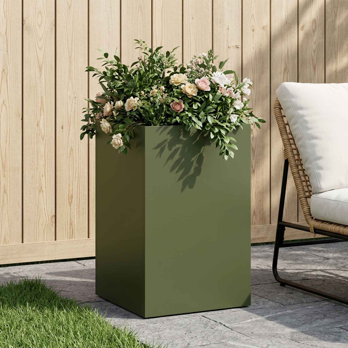Garden Planter Olive Green 30 x 30 x 50 cm Cold-rolled Steel