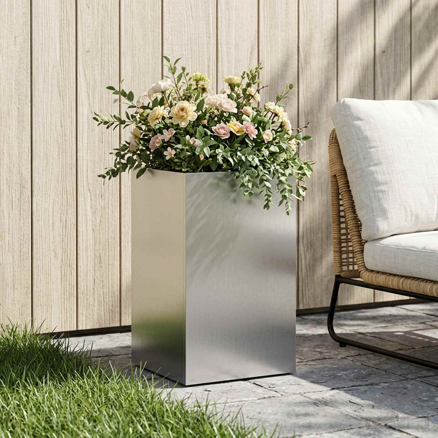 Garden Planter Silver 30 x 30 x 50 cm Stainless Steel