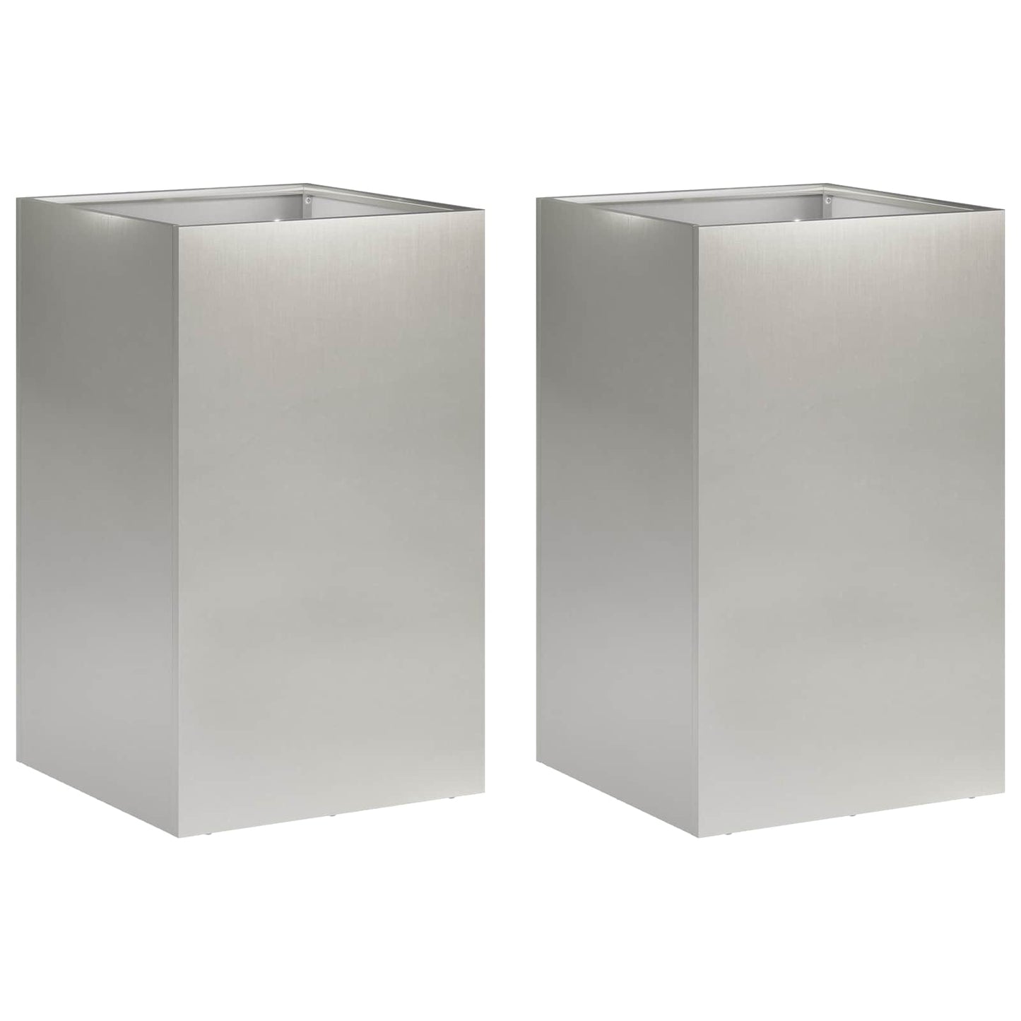 Garden Planter 2 pcs Silver 30 x 30 x 50 cm Stainless Steel