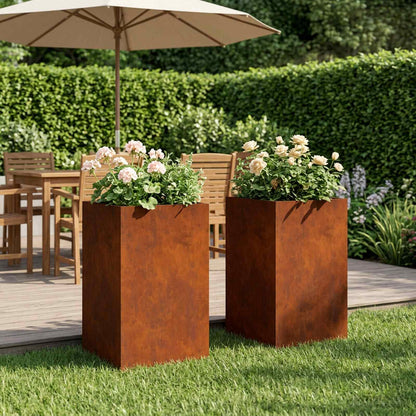 Garden Planter 2 pcs Rusty 30 x 30 x 50 cm Weathering Steel