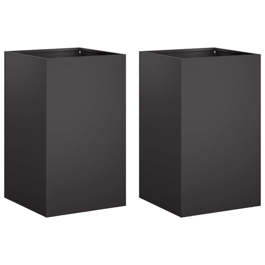 Garden Planter 2 pcs Black 40 x 40 x 50 cm Cold-rolled Steel
