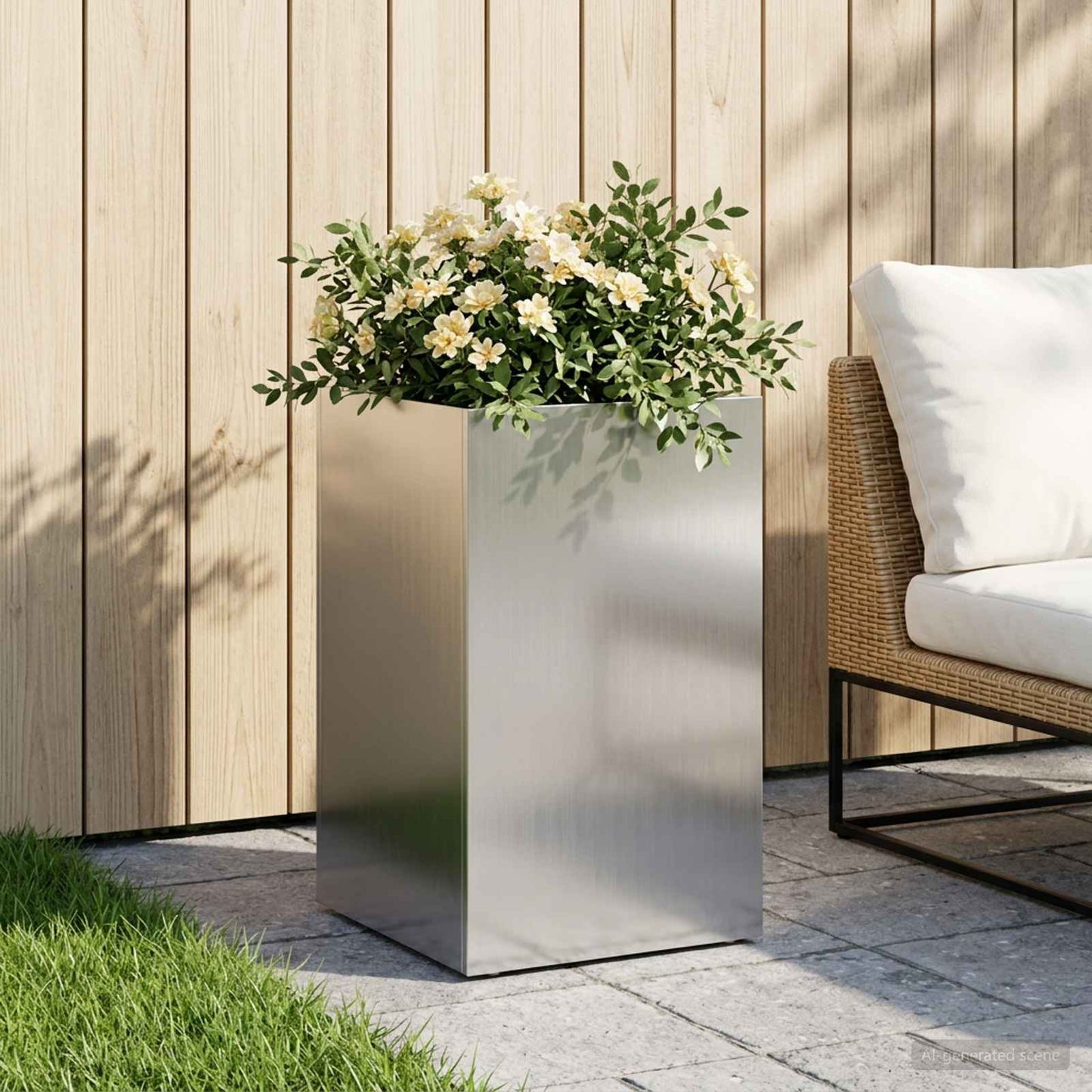 Garden Planter Silver 40 x 40 x 50 cm Galvanised Steel
