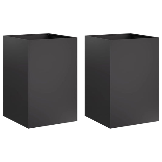 Garden Planter 2 pcs Black 40 x 40 x 75 cm Cold-rolled Steel