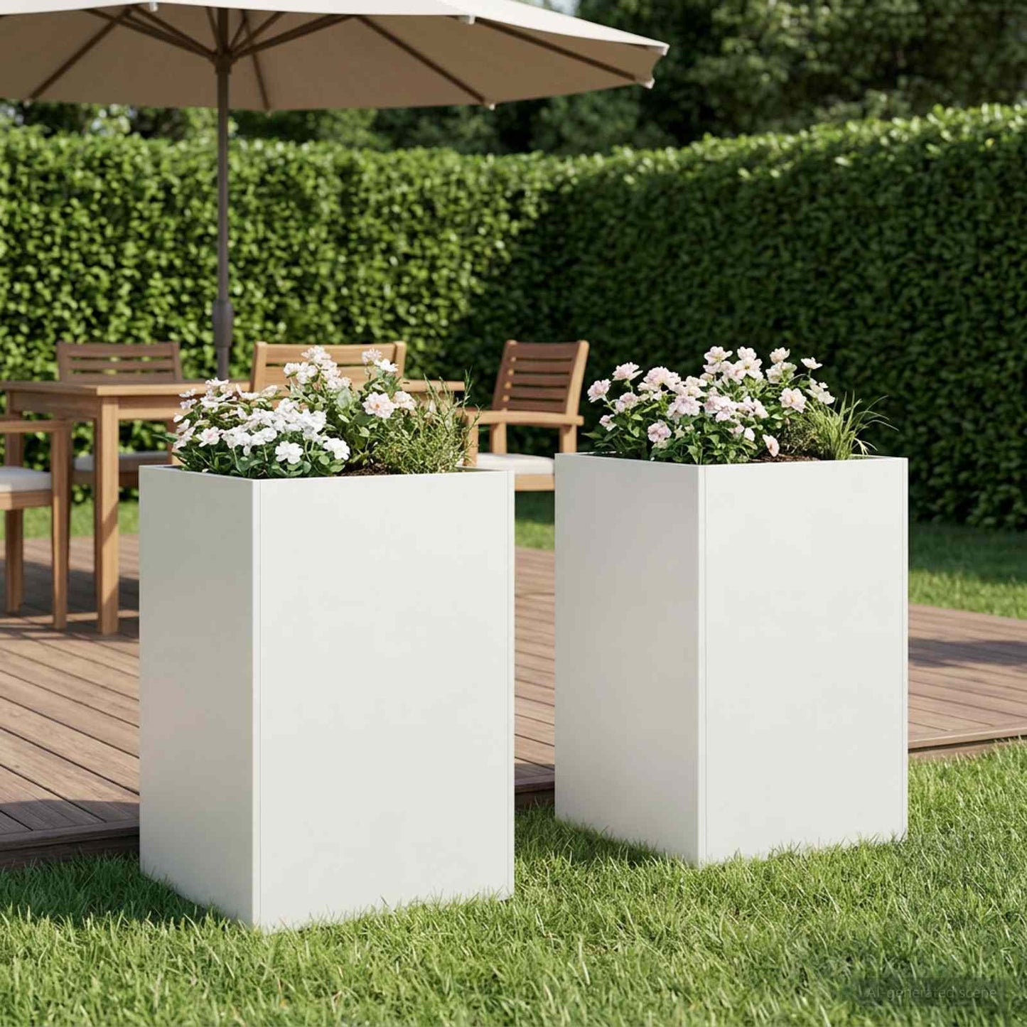 Garden Planter 2 pcs White 40 x 40 x 75 cm Cold-rolled Steel