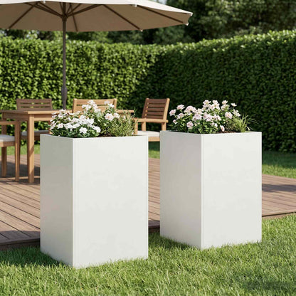 Garden Planter 2 pcs White 40 x 40 x 75 cm Cold-rolled Steel