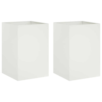 Garden Planter 2 pcs White 40 x 40 x 75 cm Cold-rolled Steel