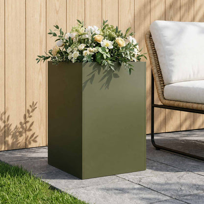 Garden Planter Olive Green 40 x 40 x 75 cm Cold-rolled Steel
