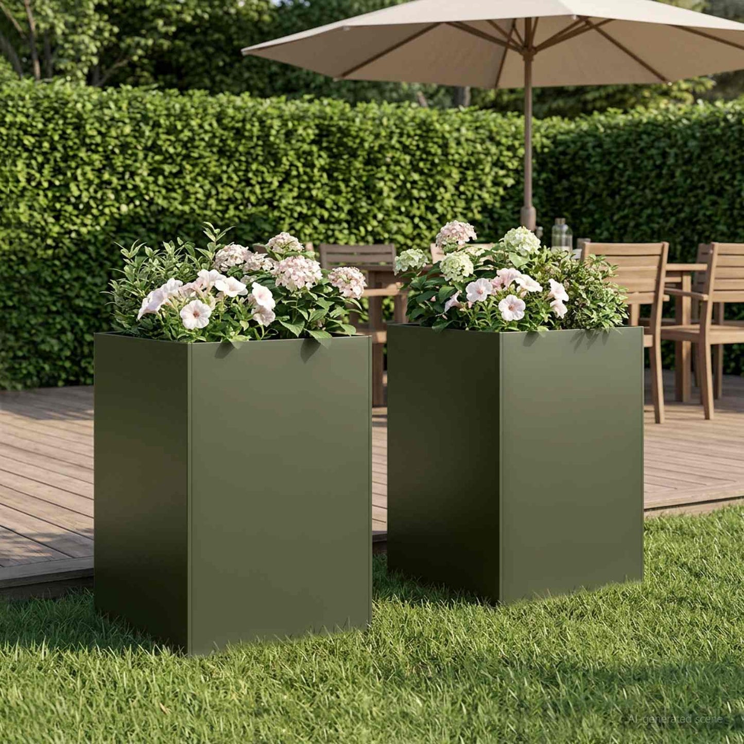 Garden Planter 2 pcs Olive Green 40 x 40 x 75 cm