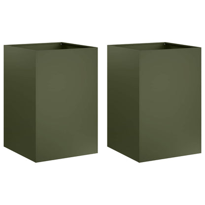 Garden Planter 2 pcs Olive Green 40 x 40 x 75 cm