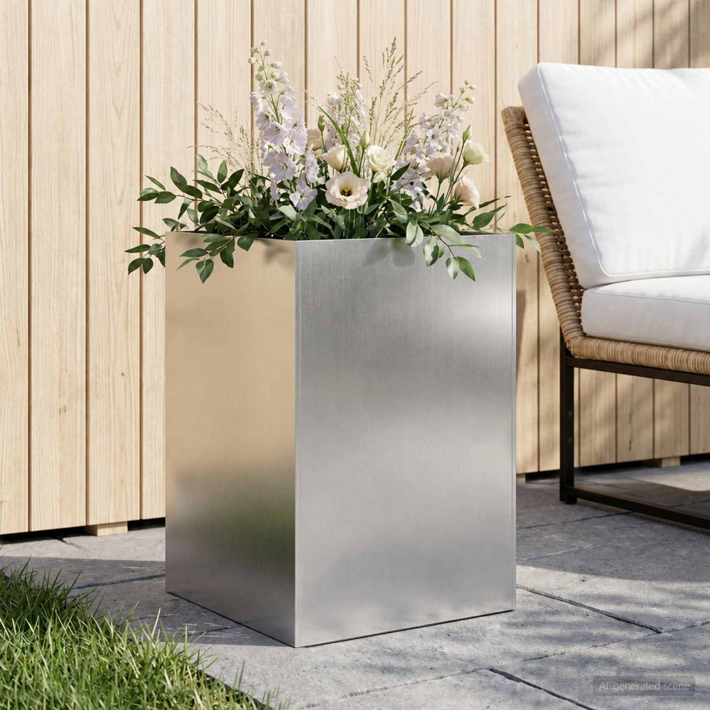 Garden Planter Silver 40 x 40 x 75 cm Stainless Steel