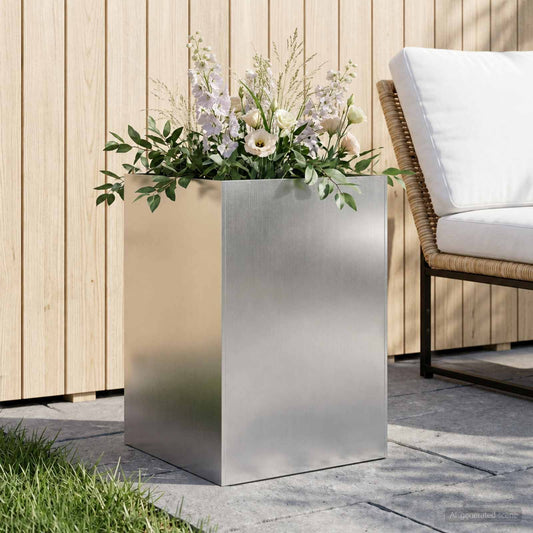 Garden Planter Silver 40 x 40 x 75 cm Stainless Steel