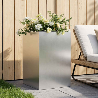 Garden Planter Silver 40 x 40 x 75 cm Galvanised Steel