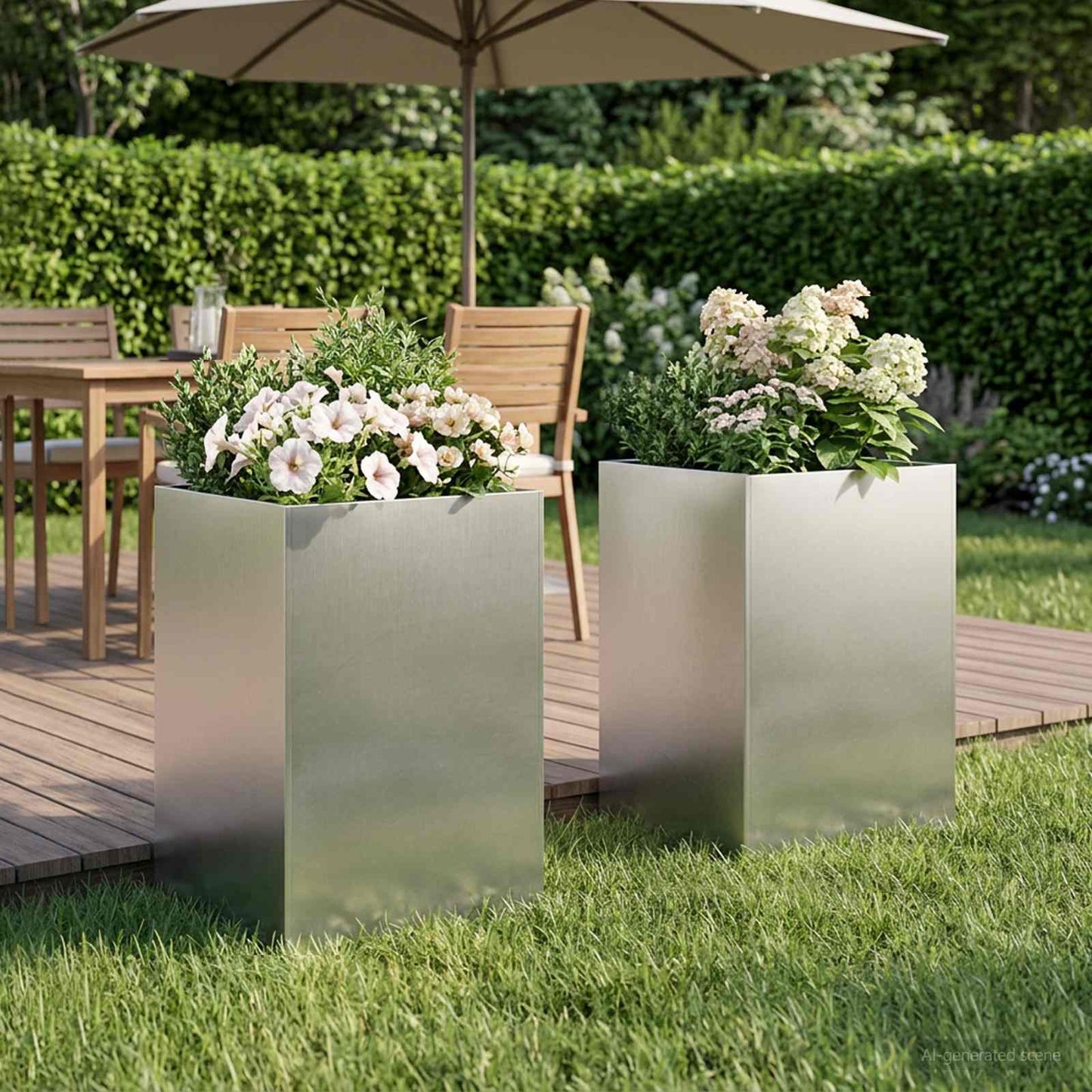 Garden Planter 2 pcs Silver 50 x 50 x 75 cm Stainless Steel