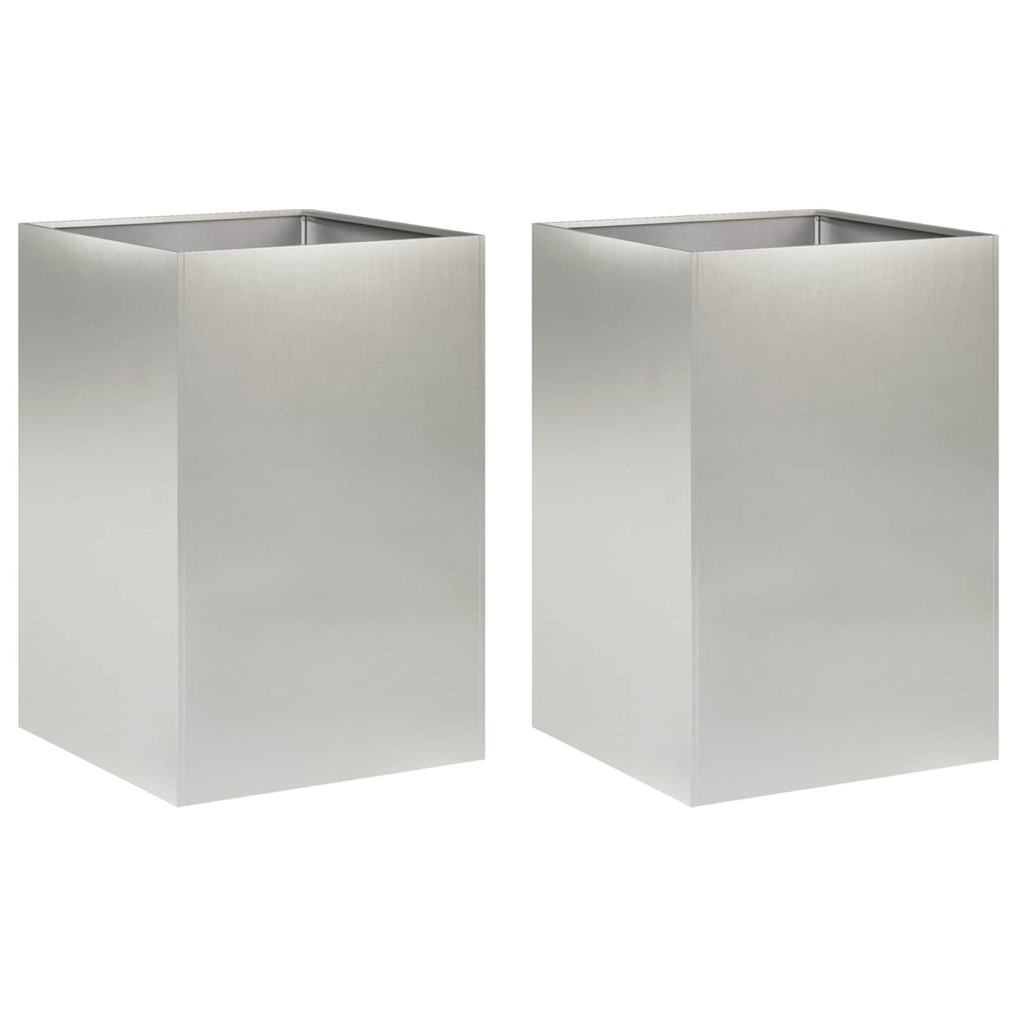 Garden Planter 2 pcs Silver 50 x 50 x 75 cm Stainless Steel