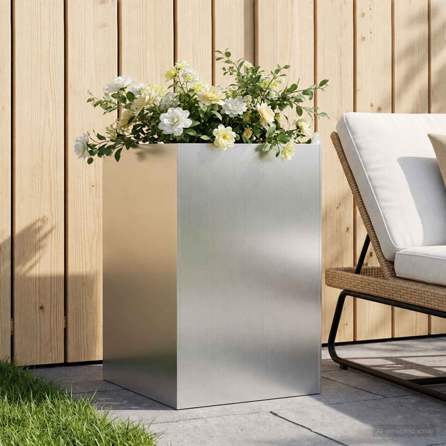 Garden Planter Silver 50 x 50 x 75 cm Galvanised Steel