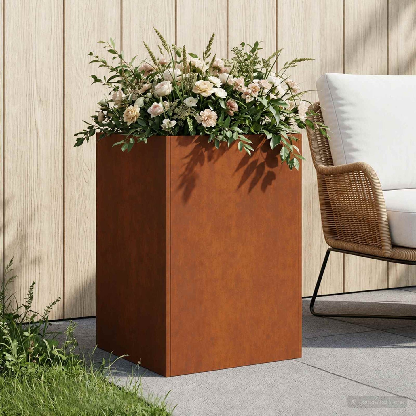 Garden Planter Rusty 50 x 50 x 75 cm Weathering Steel