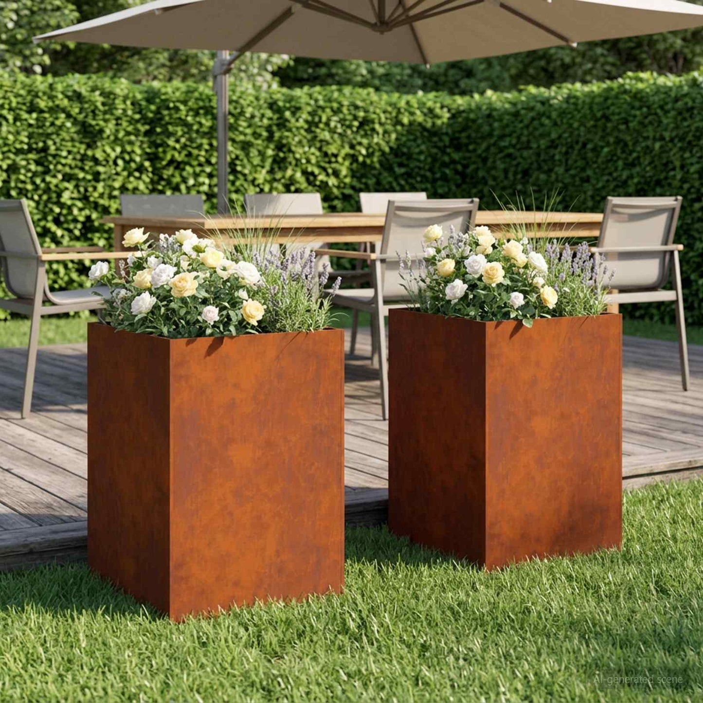 Garden Planter 2 pcs Rusty 50 x 50 x 75 cm Weathering Steel