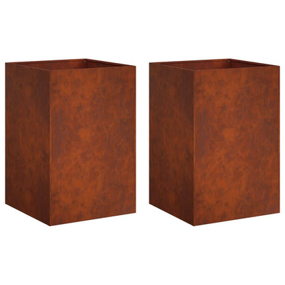 Garden Planter 2 pcs Rusty 50 x 50 x 75 cm Weathering Steel