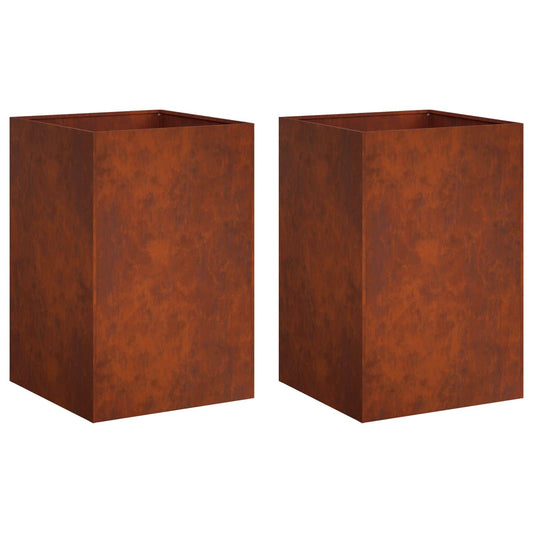 Garden Planter 2 pcs Rusty 50 x 50 x 75 cm Weathering Steel