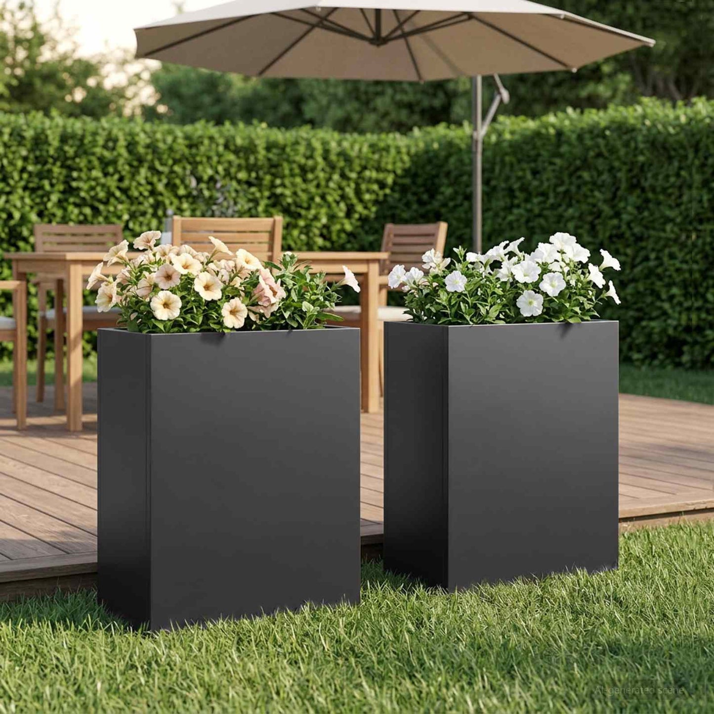 Garden Planter 2 pcs Black 40 x 20 x 40 cm Cold-rolled Steel