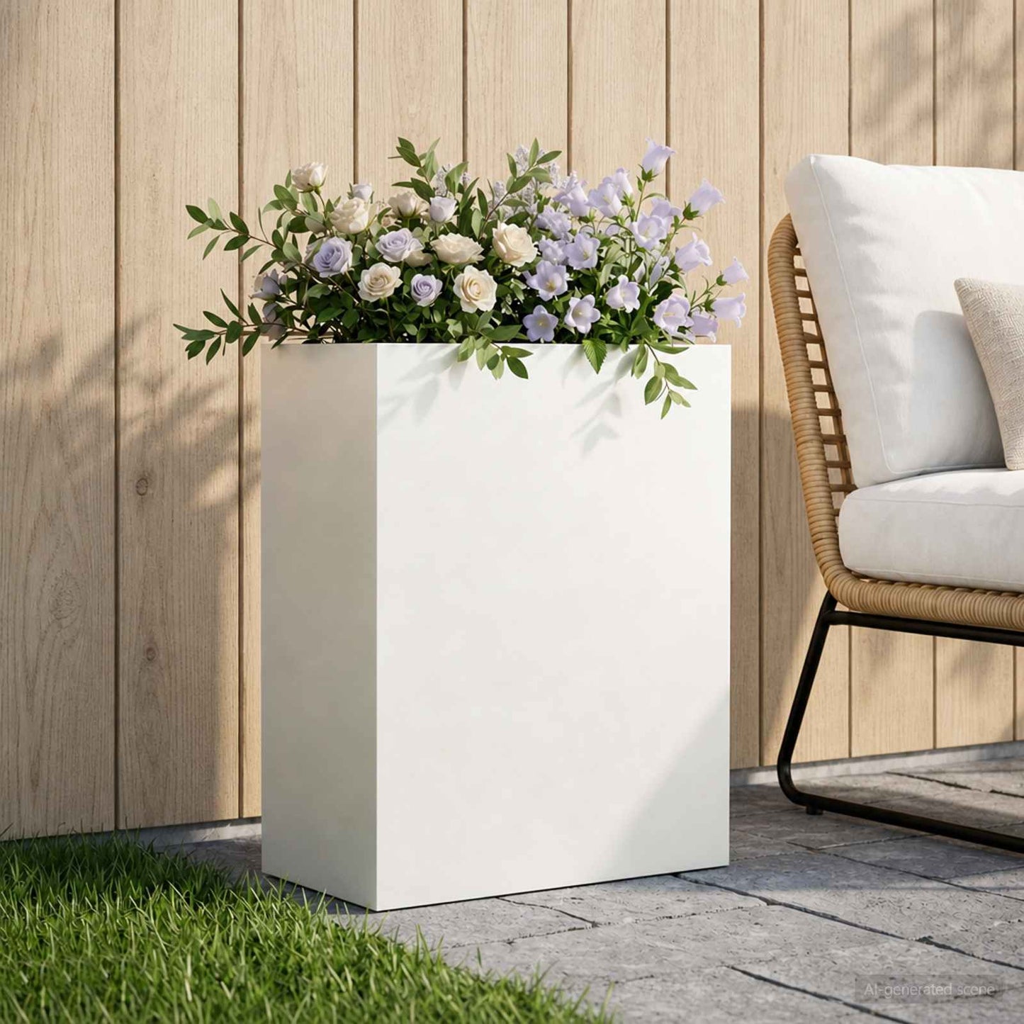 Garden Planter White 40 x 20 x 40 cm Cold-rolled Steel