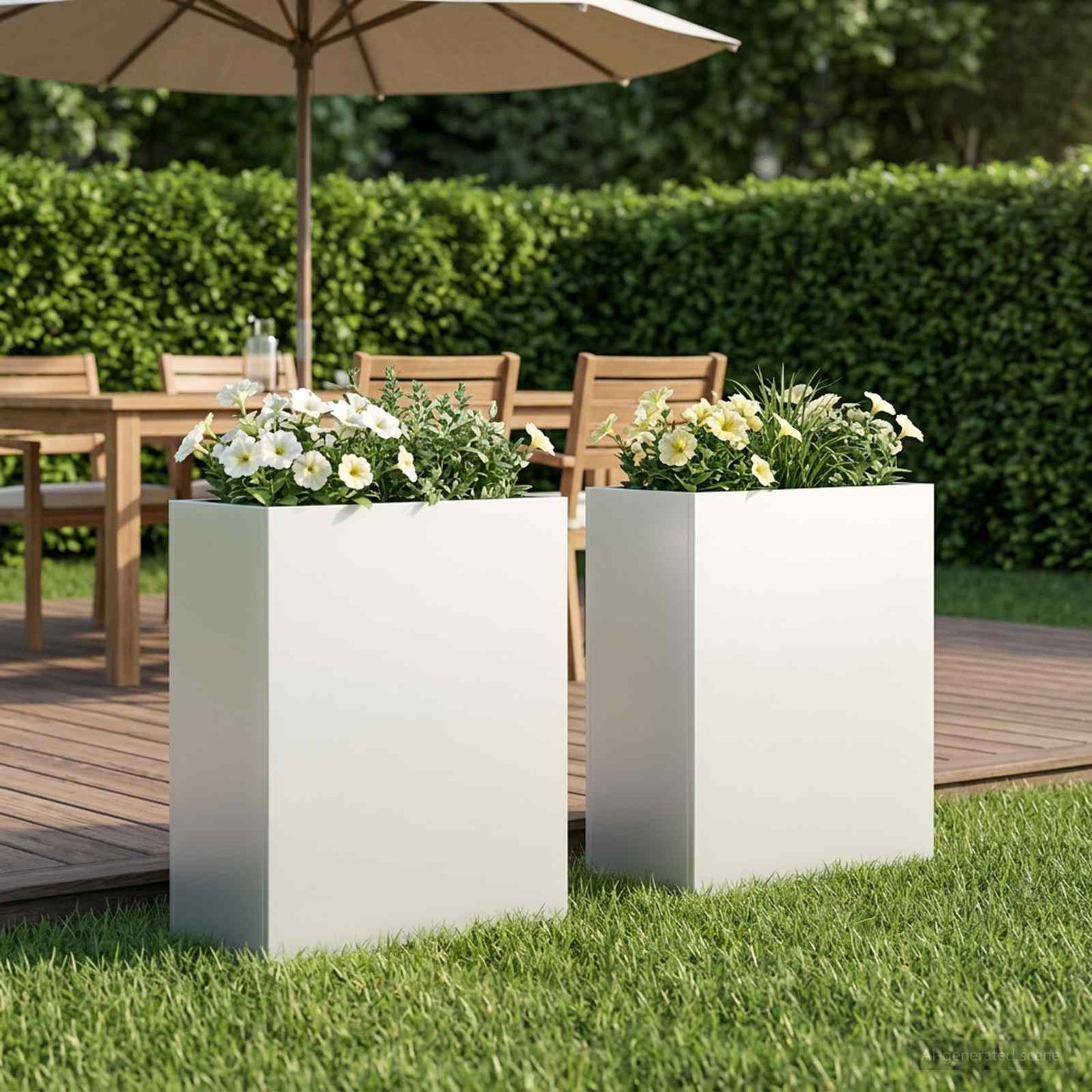 Garden Planter 2 pcs White 40 x 20 x 40 cm Cold-rolled Steel
