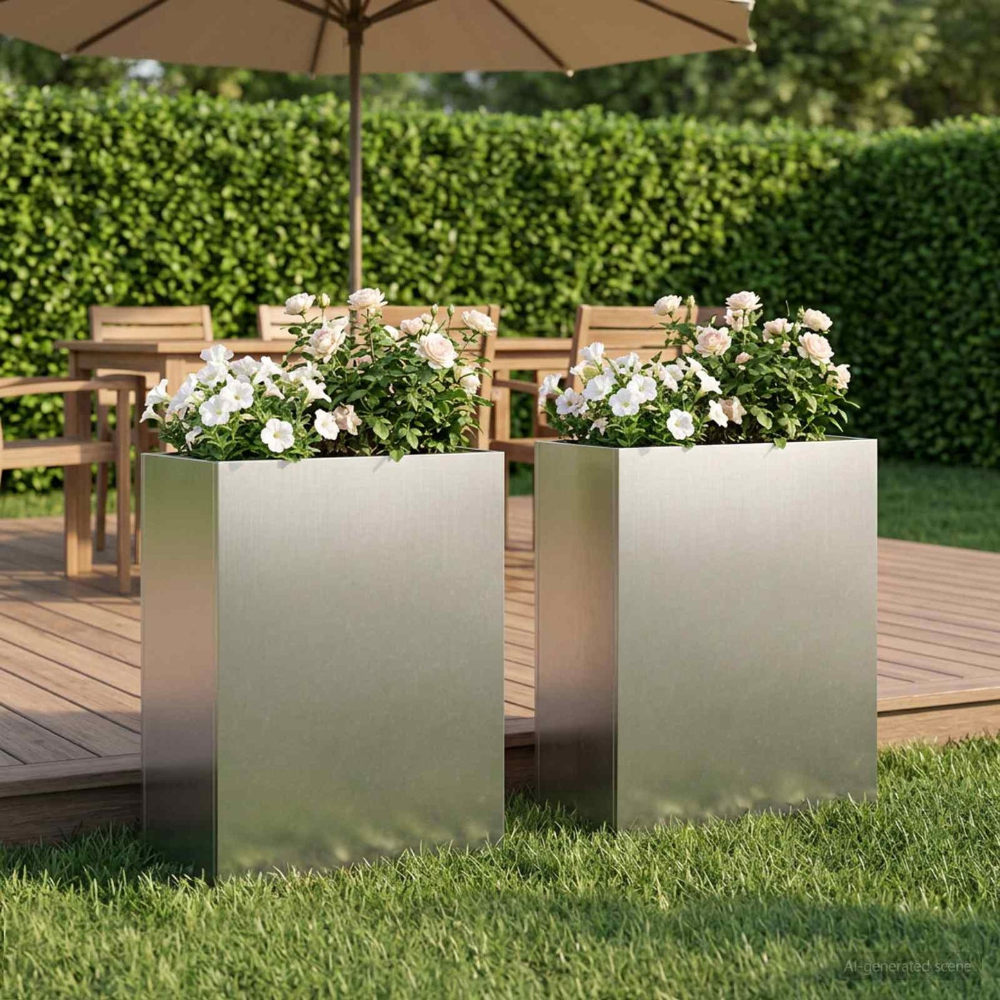 Garden Planter 2 pcs Silver 40 x 20 x 40 cm Stainless Steel
