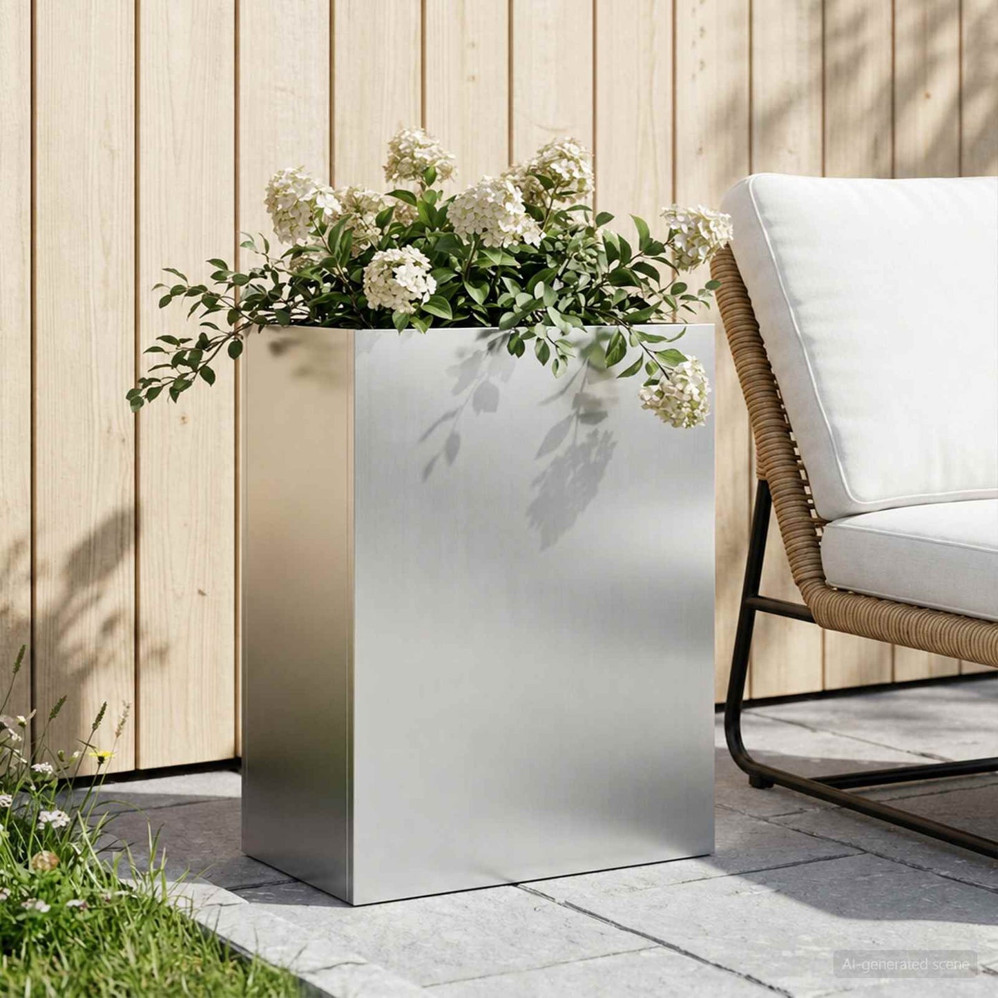 Garden Planter Silver 40 x 20 x 40 cm Galvanised Steel
