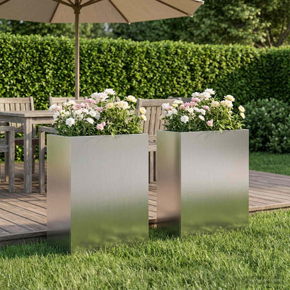 Garden Planter 2 pcs Silver 40 x 20 x 40 cm Galvanised Steel