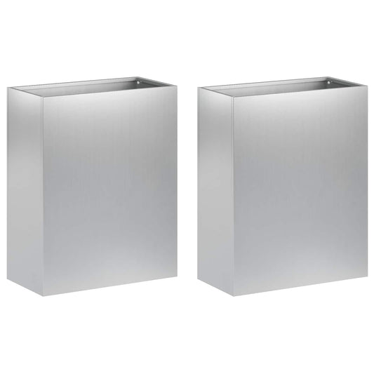 Garden Planter 2 pcs Silver 40 x 20 x 40 cm Galvanised Steel