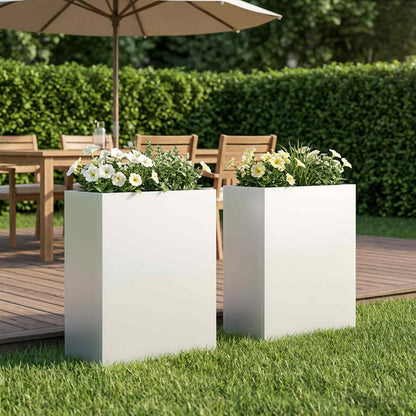 Garden Planter 2 pcs White 40 x 20 x 50 cm Cold-rolled Steel