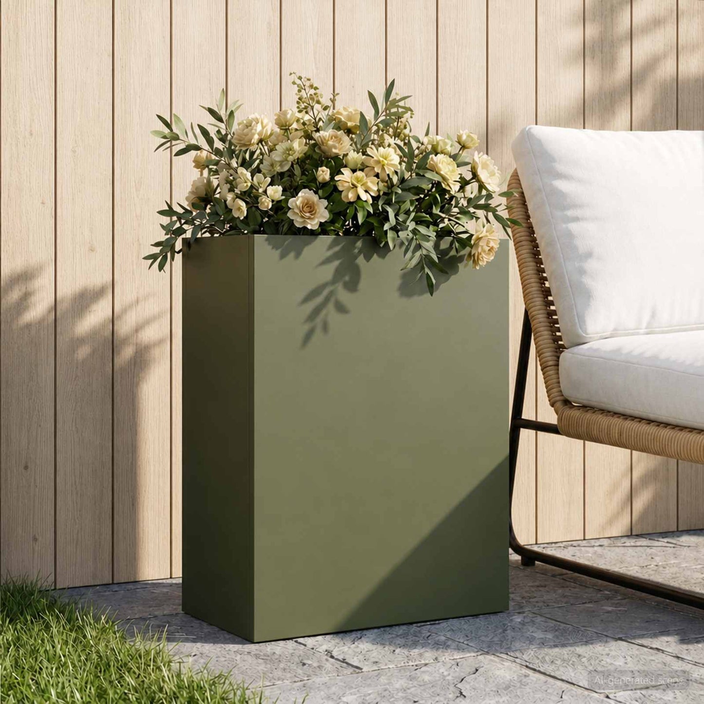 Garden Planter Olive Green 40 x 20 x 50 cm Cold-rolled Steel