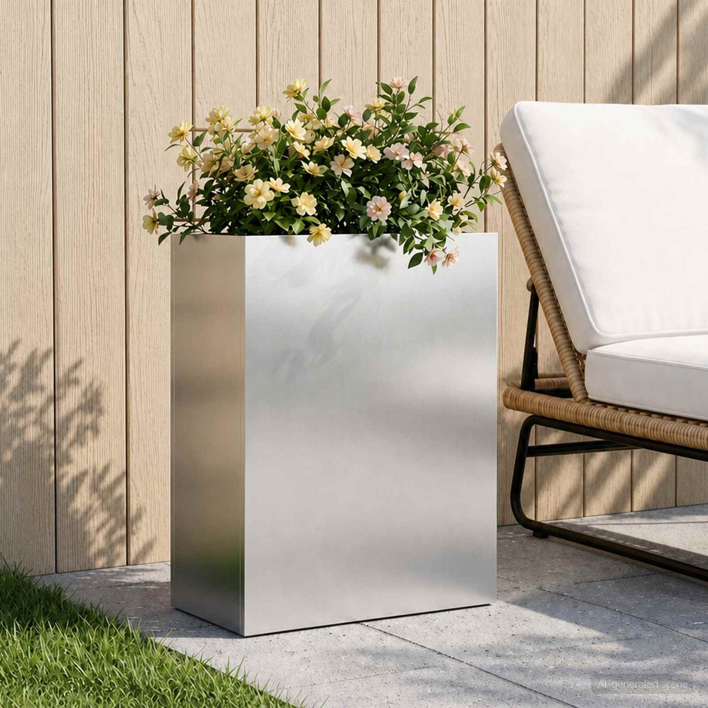 Garden Planter Silver 40 x 20 x 50 cm Stainless Steel