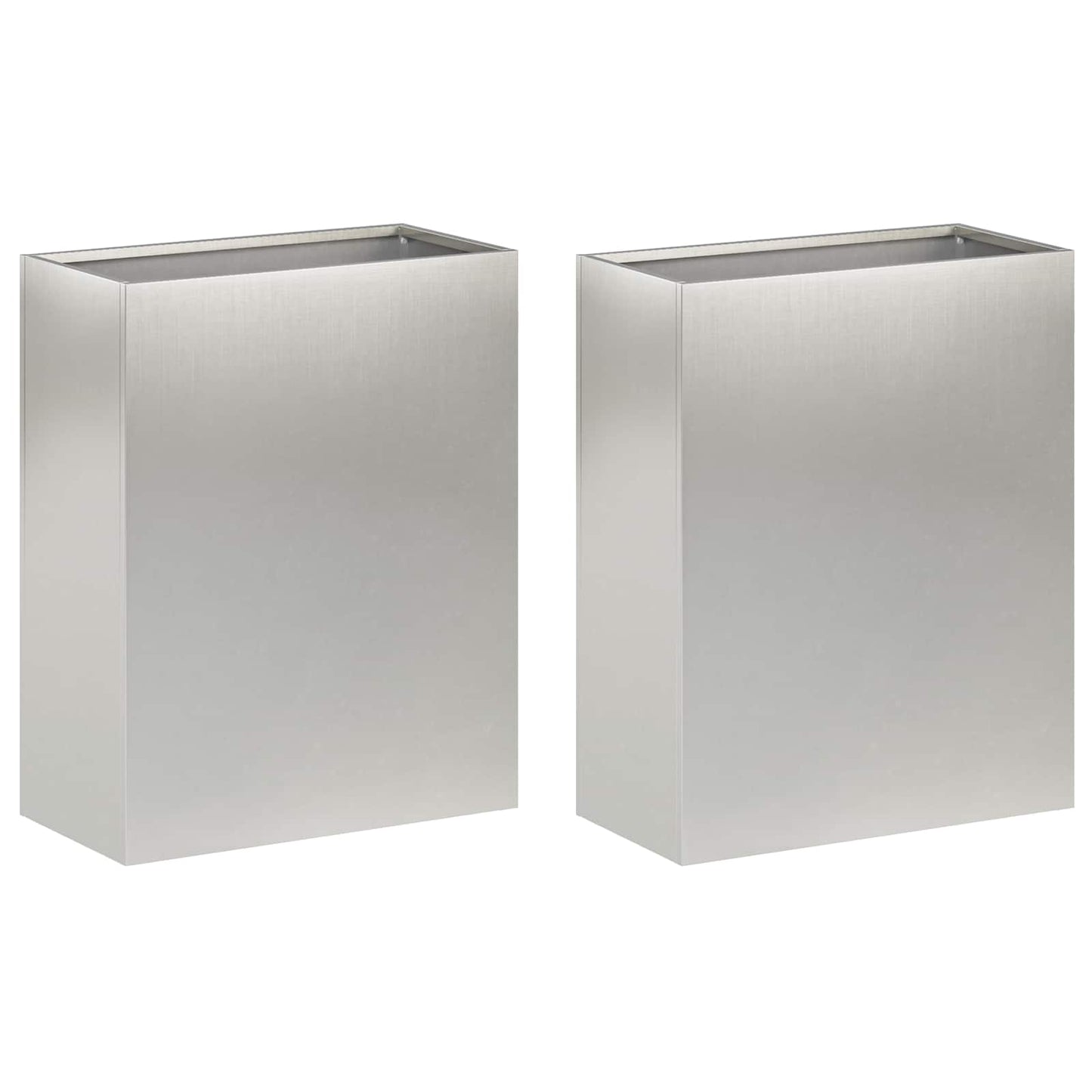 Garden Planter 2 pcs Silver 40 x 20 x 50 cm Stainless Steel