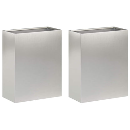 Garden Planter 2 pcs Silver 40 x 20 x 50 cm Stainless Steel