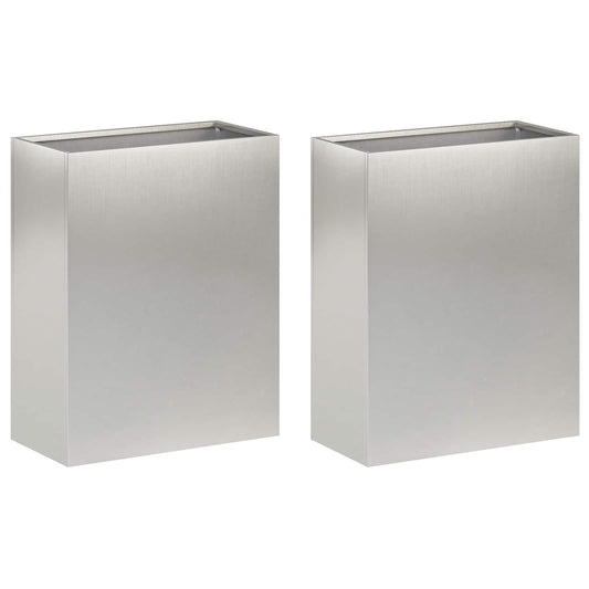 Garden Planter 2 pcs Silver 40 x 20 x 50 cm Stainless Steel