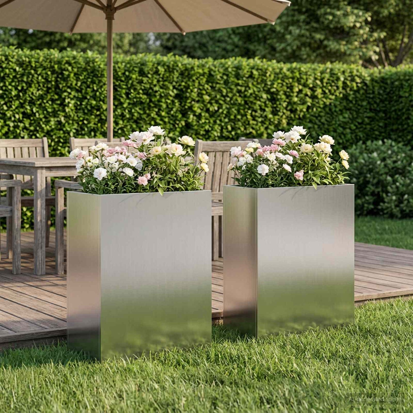 Garden Planter 2 pcs Silver 40 x 20 x 50 cm Galvanised Steel