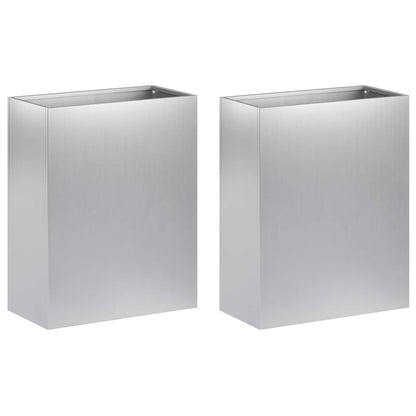 Garden Planter 2 pcs Silver 40 x 20 x 50 cm Galvanised Steel